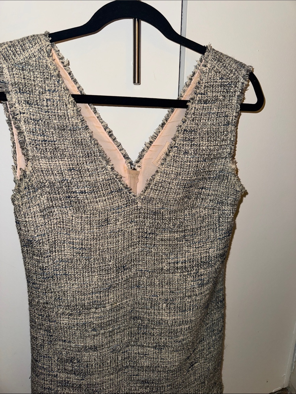 Rebecca Taylor Sleeveless V-Neck Tweed Shift Dress in Gray Size 4